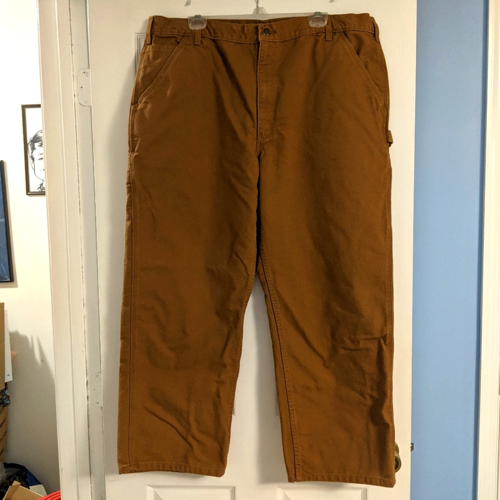 Carhartt Washed Duck Dungaree Work Cargo Utility Pants Brown Size 42 x 30
